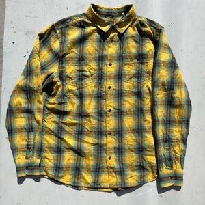 Men's Prana Shirt Multicolor Plaid Button-Down L Hippie Casual Grunge Rock Yoga